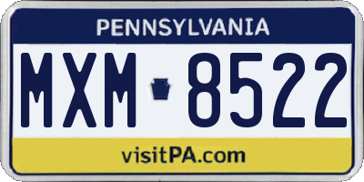 PA license plate MXM8522