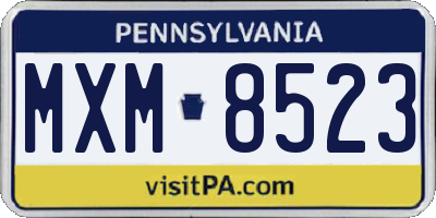 PA license plate MXM8523