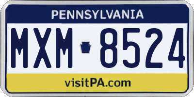 PA license plate MXM8524