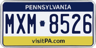 PA license plate MXM8526