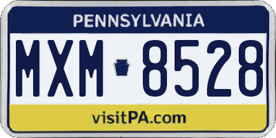 PA license plate MXM8528