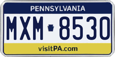 PA license plate MXM8530