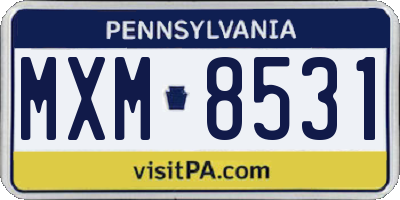 PA license plate MXM8531