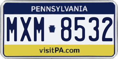PA license plate MXM8532