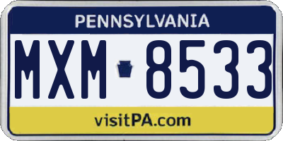 PA license plate MXM8533