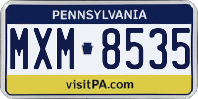 PA license plate MXM8535