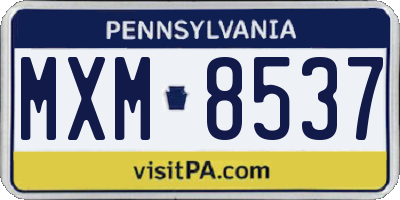 PA license plate MXM8537