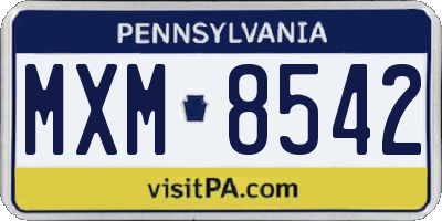 PA license plate MXM8542