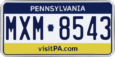 PA license plate MXM8543