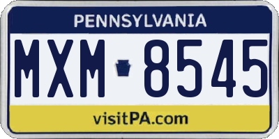 PA license plate MXM8545