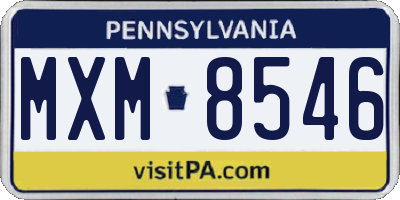 PA license plate MXM8546