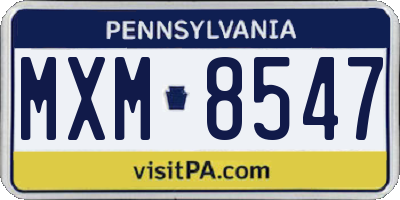 PA license plate MXM8547