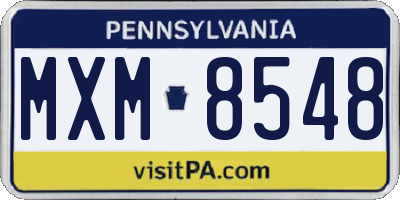 PA license plate MXM8548