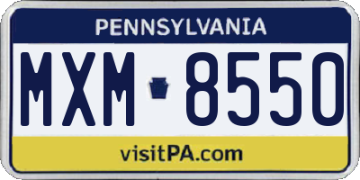 PA license plate MXM8550