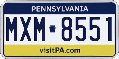 PA license plate MXM8551