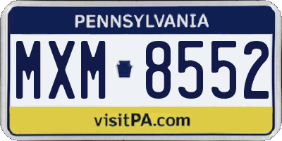 PA license plate MXM8552