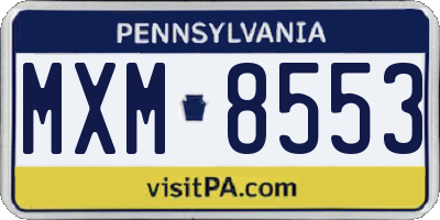 PA license plate MXM8553