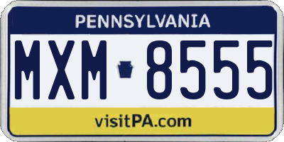 PA license plate MXM8555
