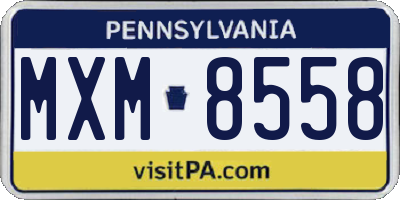 PA license plate MXM8558