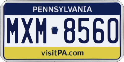 PA license plate MXM8560