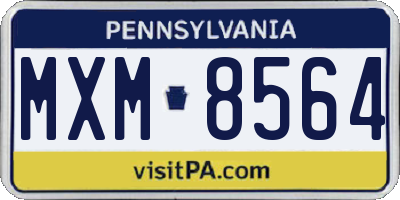 PA license plate MXM8564