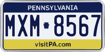 PA license plate MXM8567