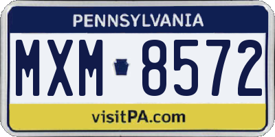 PA license plate MXM8572