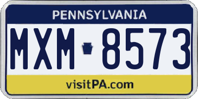 PA license plate MXM8573