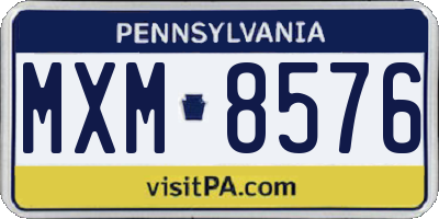 PA license plate MXM8576