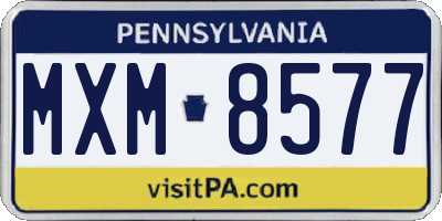 PA license plate MXM8577