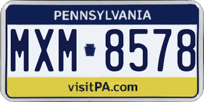 PA license plate MXM8578