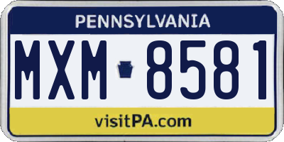 PA license plate MXM8581