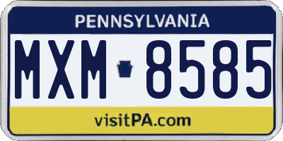 PA license plate MXM8585