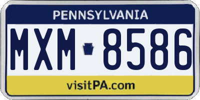 PA license plate MXM8586