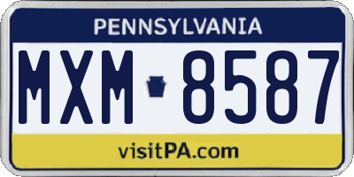 PA license plate MXM8587