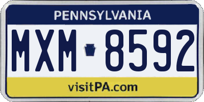 PA license plate MXM8592