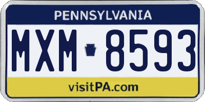 PA license plate MXM8593
