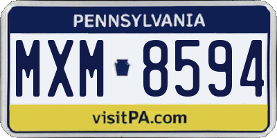 PA license plate MXM8594