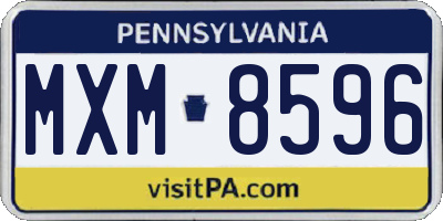 PA license plate MXM8596