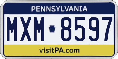 PA license plate MXM8597
