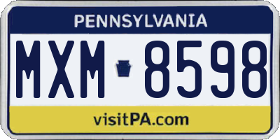 PA license plate MXM8598