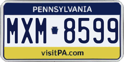 PA license plate MXM8599