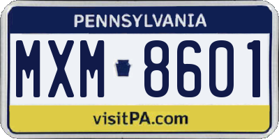PA license plate MXM8601