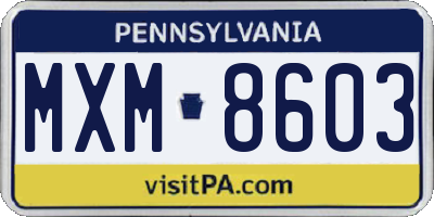 PA license plate MXM8603