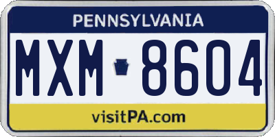 PA license plate MXM8604