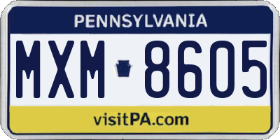 PA license plate MXM8605