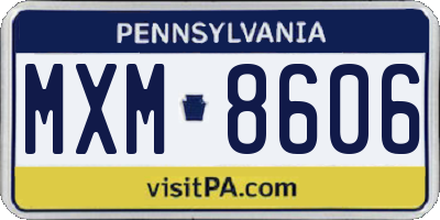 PA license plate MXM8606