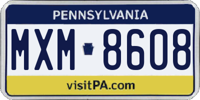 PA license plate MXM8608