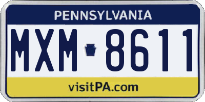PA license plate MXM8611