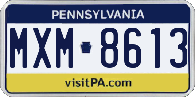 PA license plate MXM8613